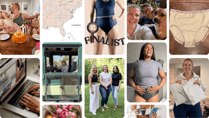 A collage of images representing top moments in Hem Support Wear's 2025 Year, including launching a refreshed website and beige garments