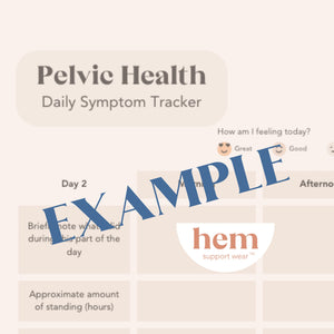 Close-up of Hem’s Pelvic Health Daily Symptom Tracker example, designed to support awareness and daily wellness.